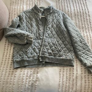 Jane and Delancey Quilted Jacket in Washed Grey Green
